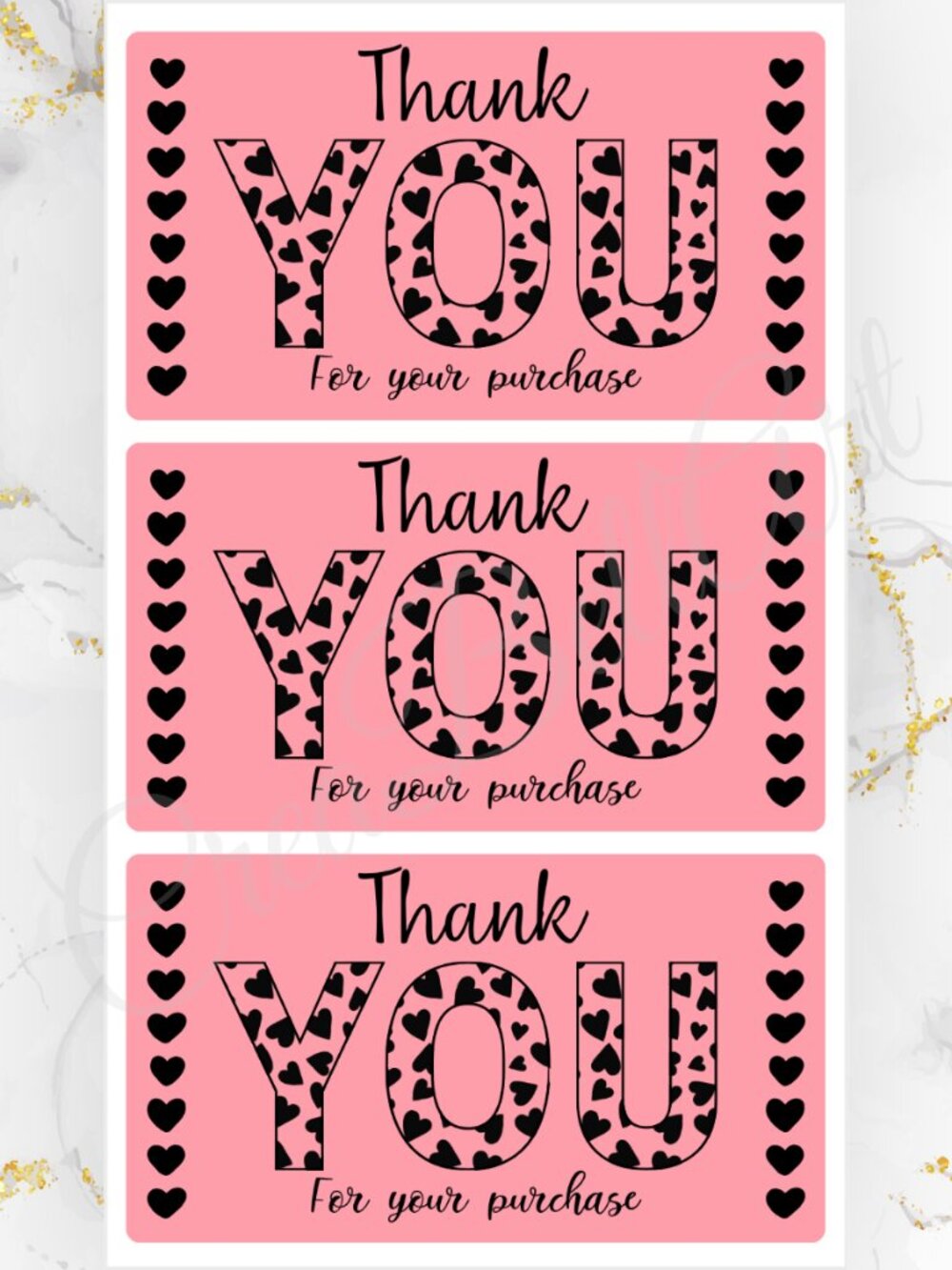 100 Cute Hearts Thank You Stickers for Packaging | Small Business Labels
